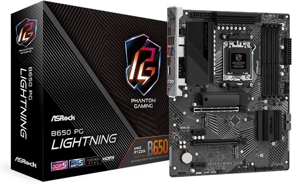 ASRock B650 PG Lightning Moderkort - AMD B650 - AMD AM5 - DDR5 RAM - ATX